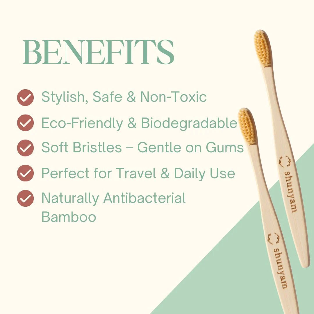 Bamboo Toothbrush - Ultra Soft Bristles | Bamboo Fiber Bristles - Pack of 4 - Suspire
