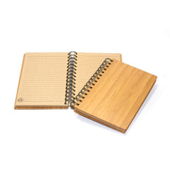 Geosmin Bamboo notebook with recycled paper and metal coil