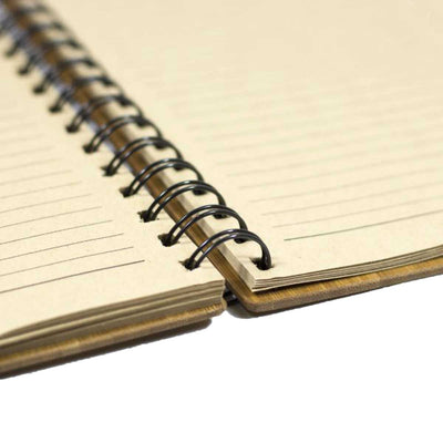 Bamboo notebook with recycled paper and metal coil