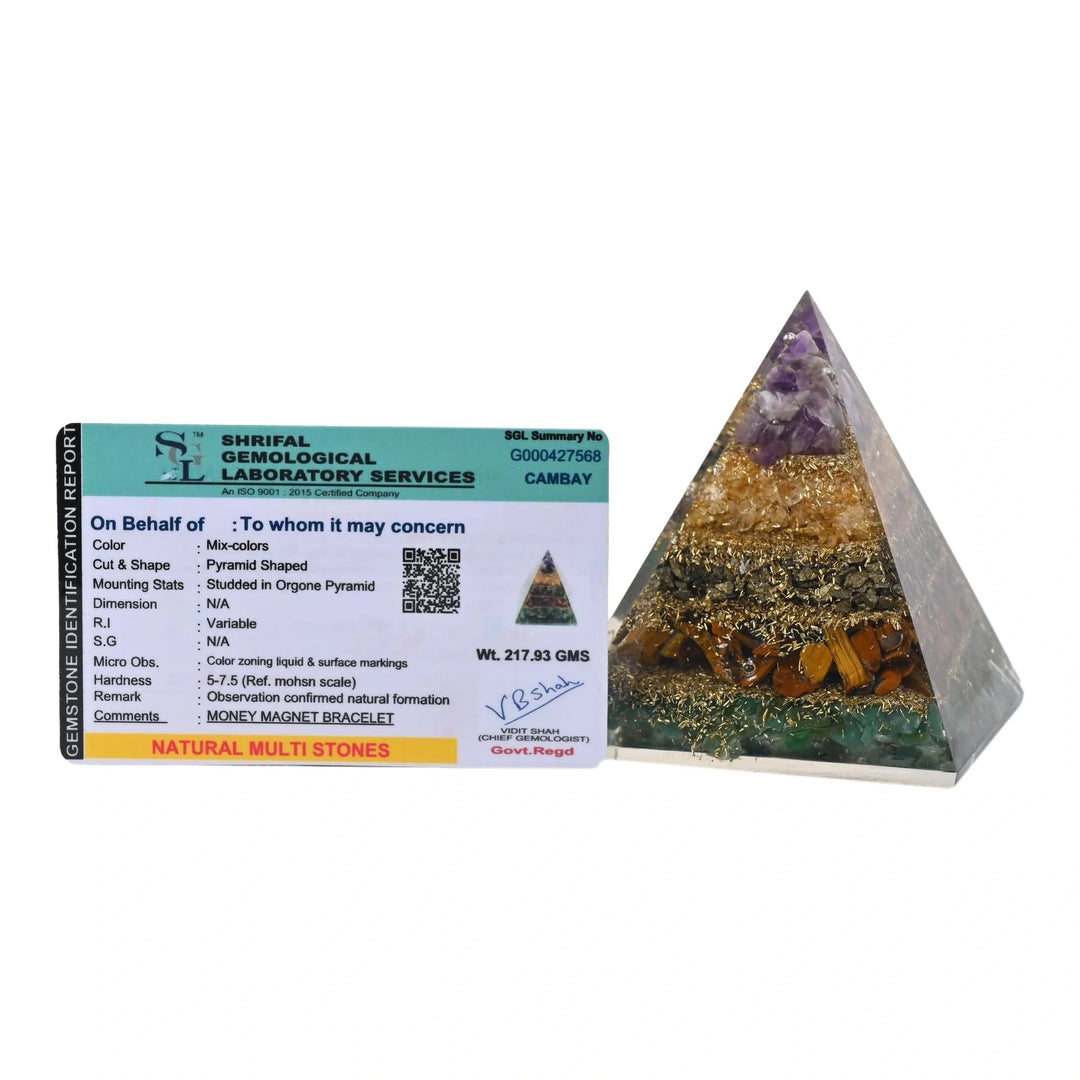 Bamboology Trends Natural Multi - Stone Money Magnet Pyramid for Wealth & Prosperity - Suspire