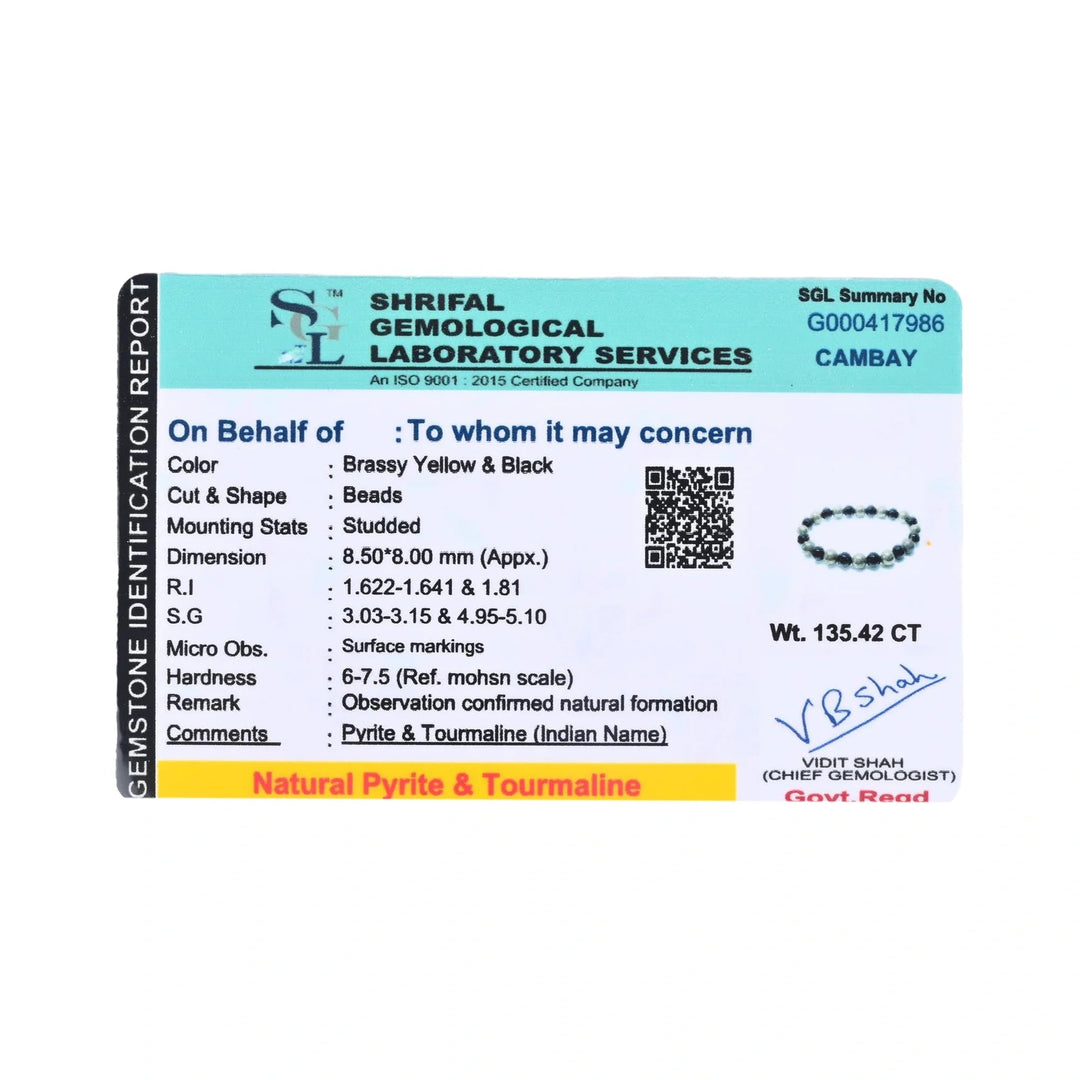 Bamboology Trends Natural Pyrite & Tourmaline Bracelet for Wealth, Power & Protection - Suspire