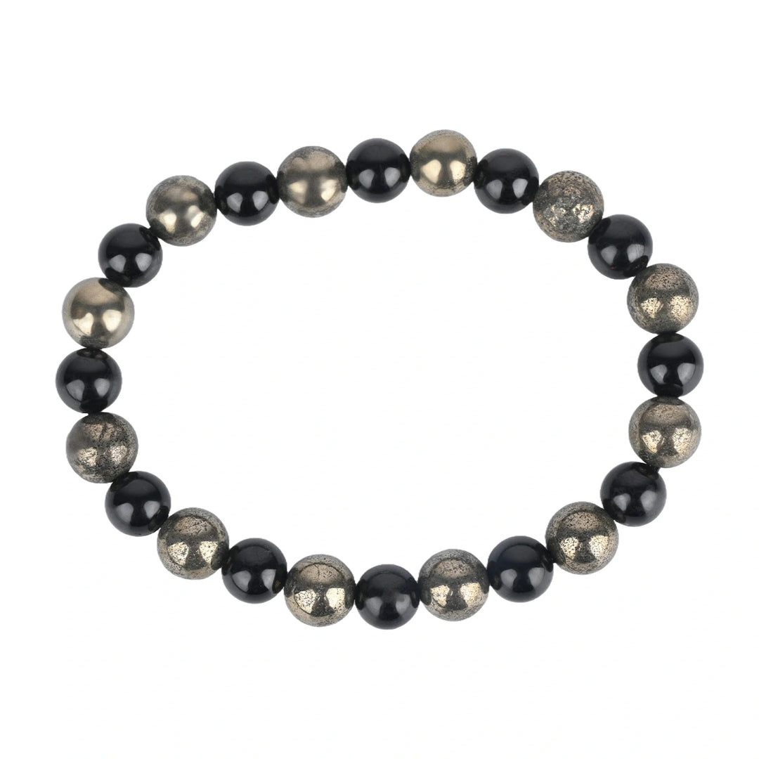 Bamboology Trends Natural Pyrite & Tourmaline Bracelet for Wealth, Power & Protection - Suspire