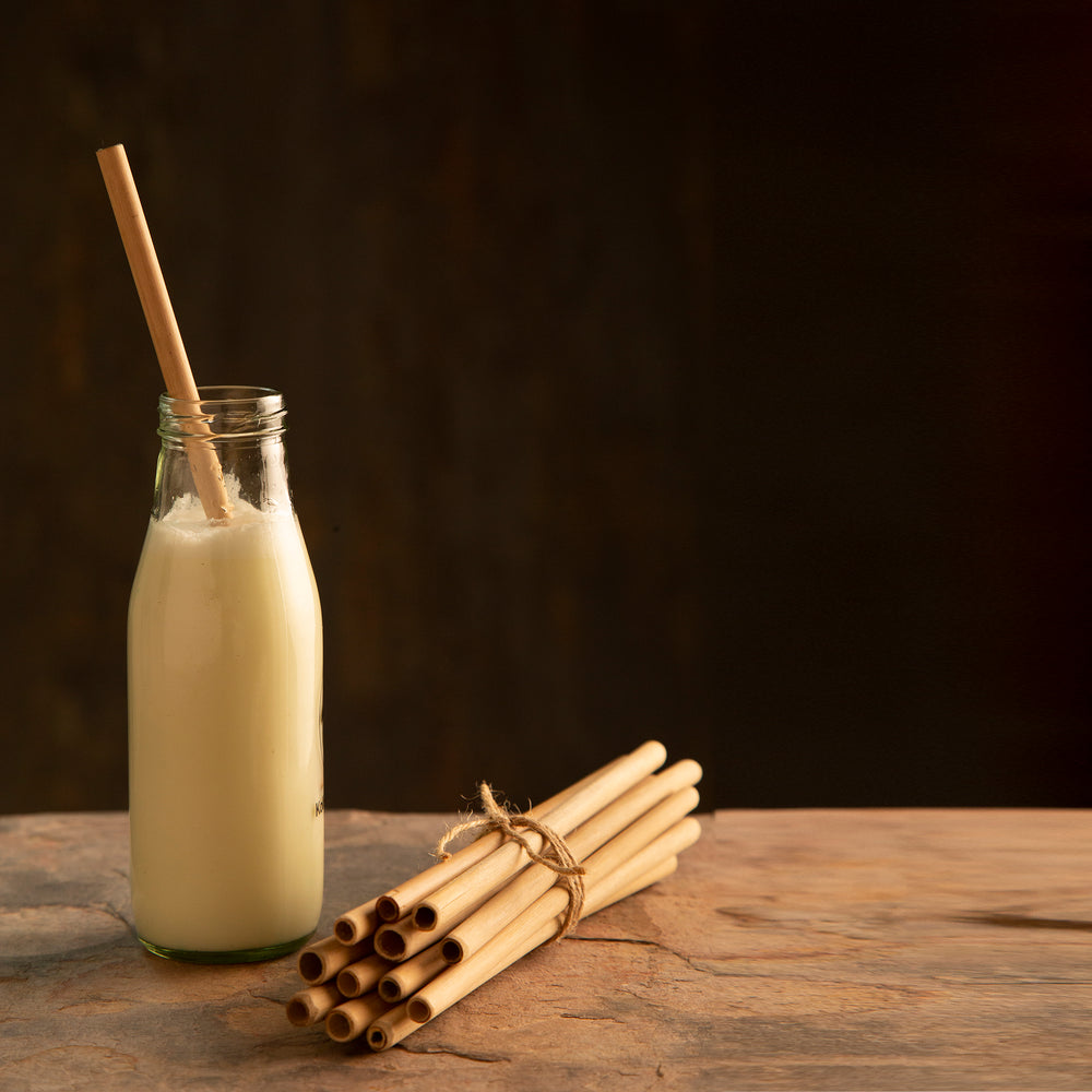 Bamboo Straw with cotton Pouch | 4 Straws & 1 Cleaner | Reusable Natural & Handcrafted