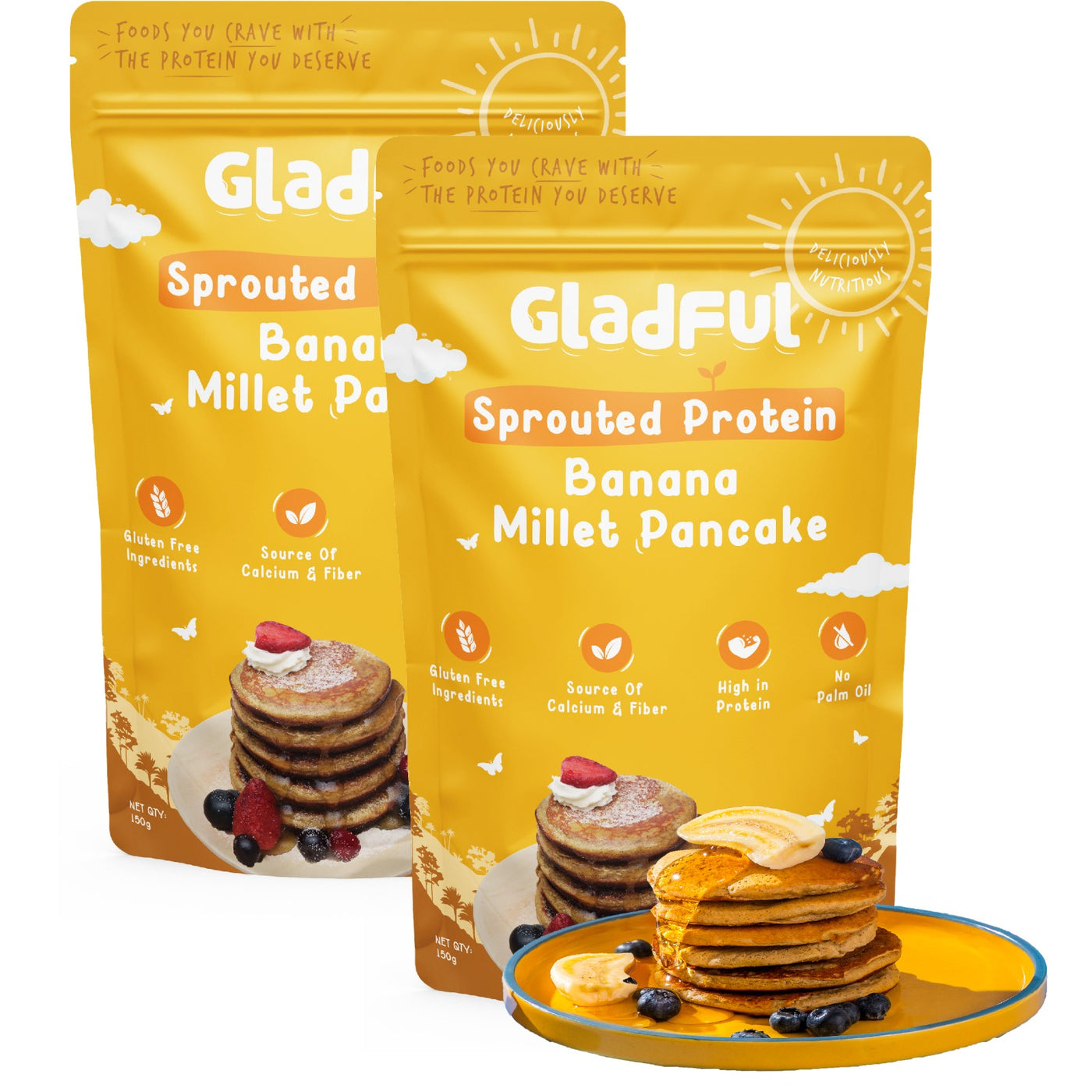 Sprouted pancake banana with millet lobia masoor protein for kids & families - pack of 2 - 300 gms