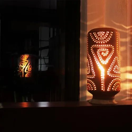 BARREL (L) "Spiro" Table Light with Wooden Base - Suspire