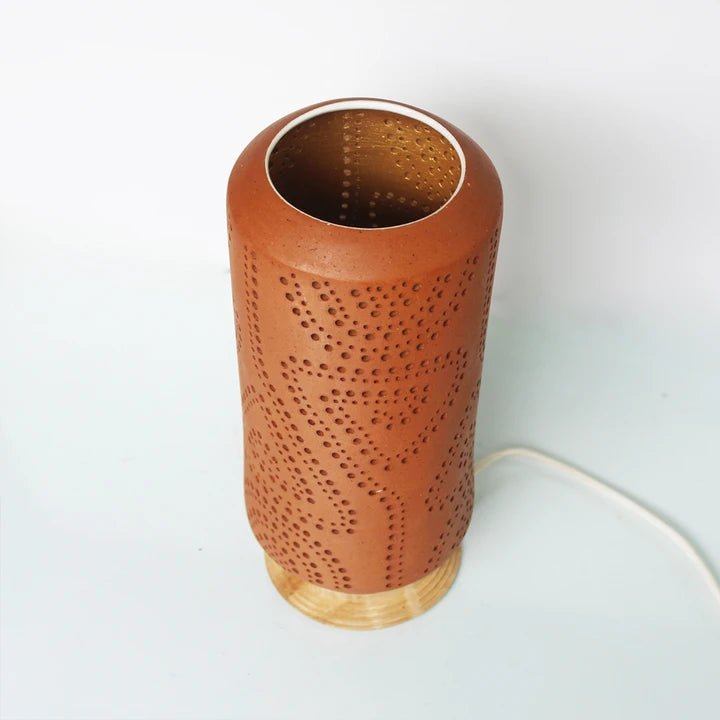 BARREL (L) "Spiro" Table Light with Wooden Base - Suspire