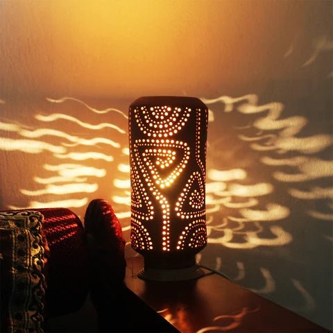 BARREL (L) "Spiro" Table Light with Wooden Base