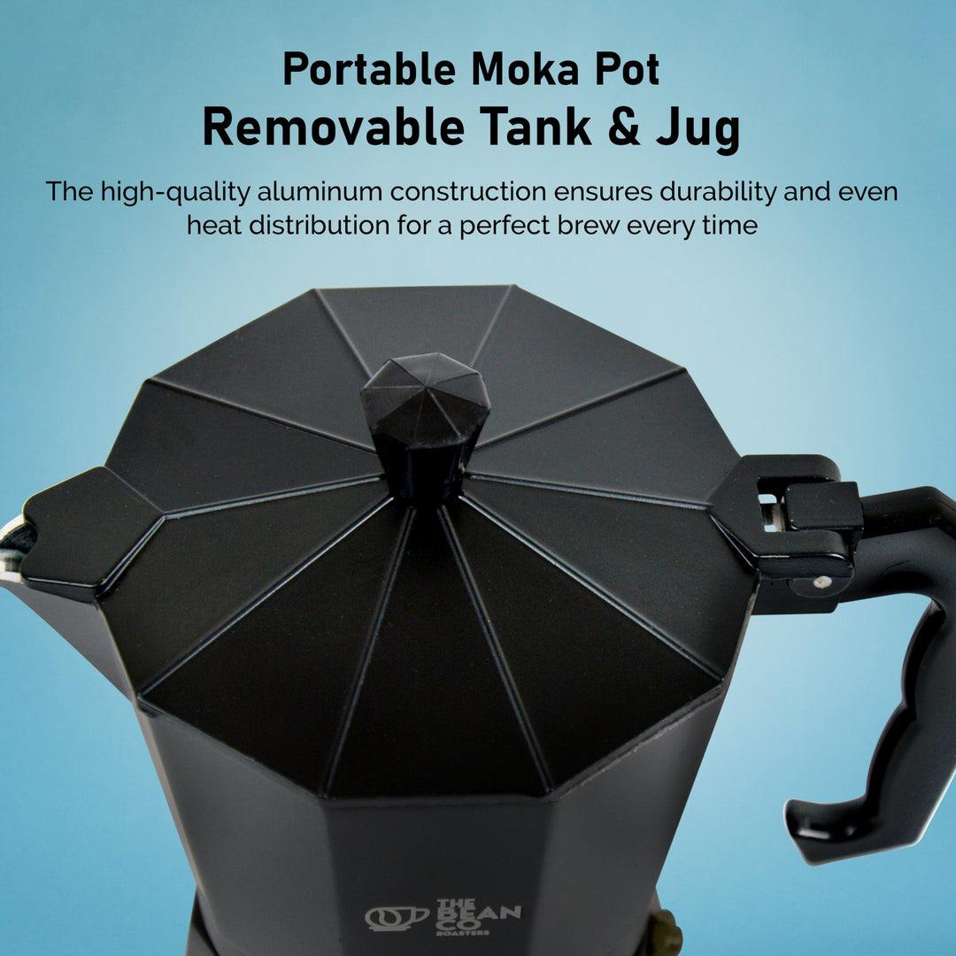 The Bean Co Roasters Classic Moka Pot | Premium Aluminium | Stovetop | Espresso Coffee Maker