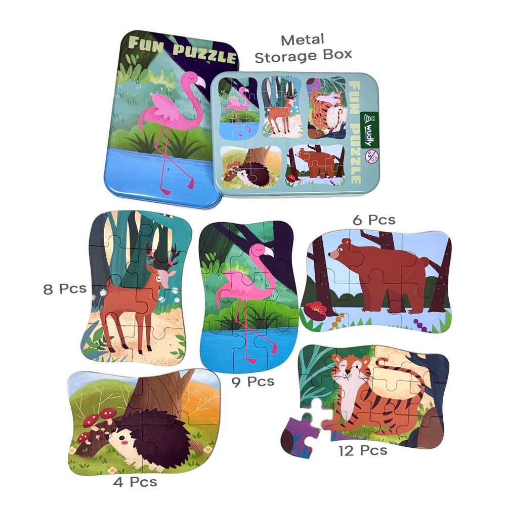 Wudly Wooden Progressive Puzzle Metal Box Land creature-1(Flamingo)