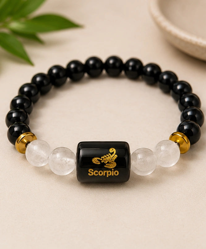 Bamboology Trends Scorpio Zodiac Gemstone Bracelet | Certified Natural Crystal Bracelet for Strength, Protection, Intuition & Success