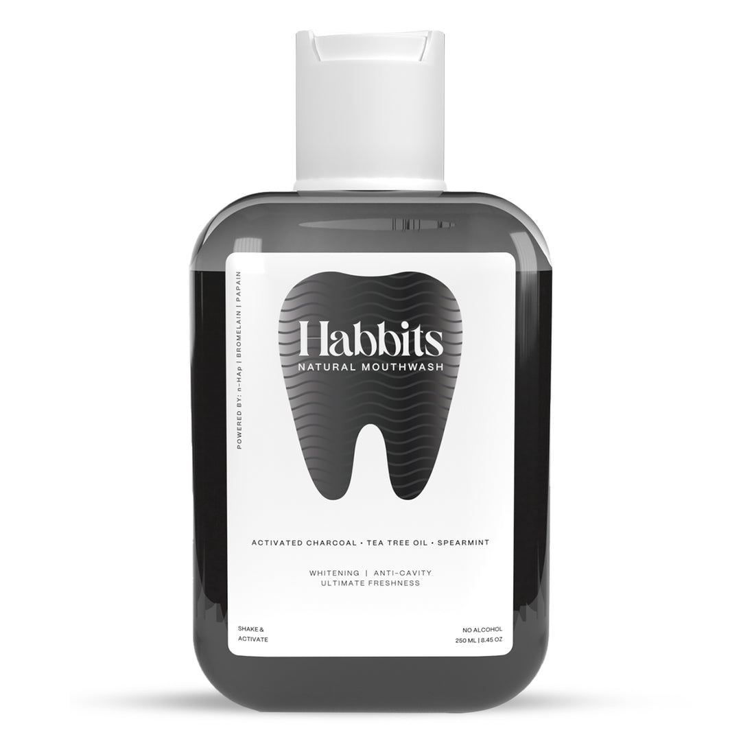 Habbits Mouthwash Duo Teeth-Whitening Charcoal & Spearmint Vanilla & Peppermint Natural Mouthwash Vitamin C & E No Artificial Flavors & Colors Alcohol-Free Mouth Wash Pack of 2 250ml each