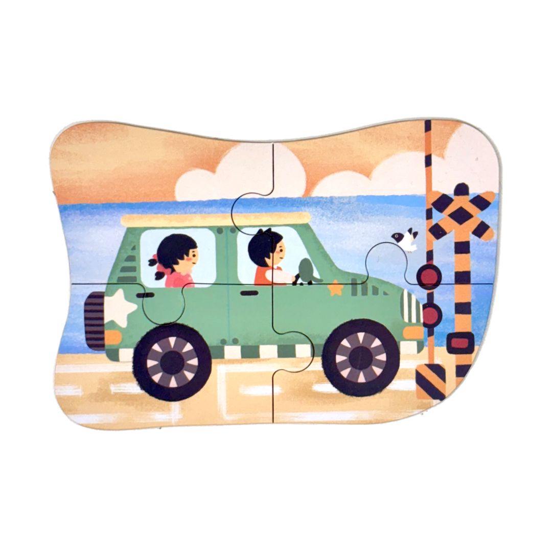Wudly Wooden Progressive Puzzle Metal Box SCHOOL BUS