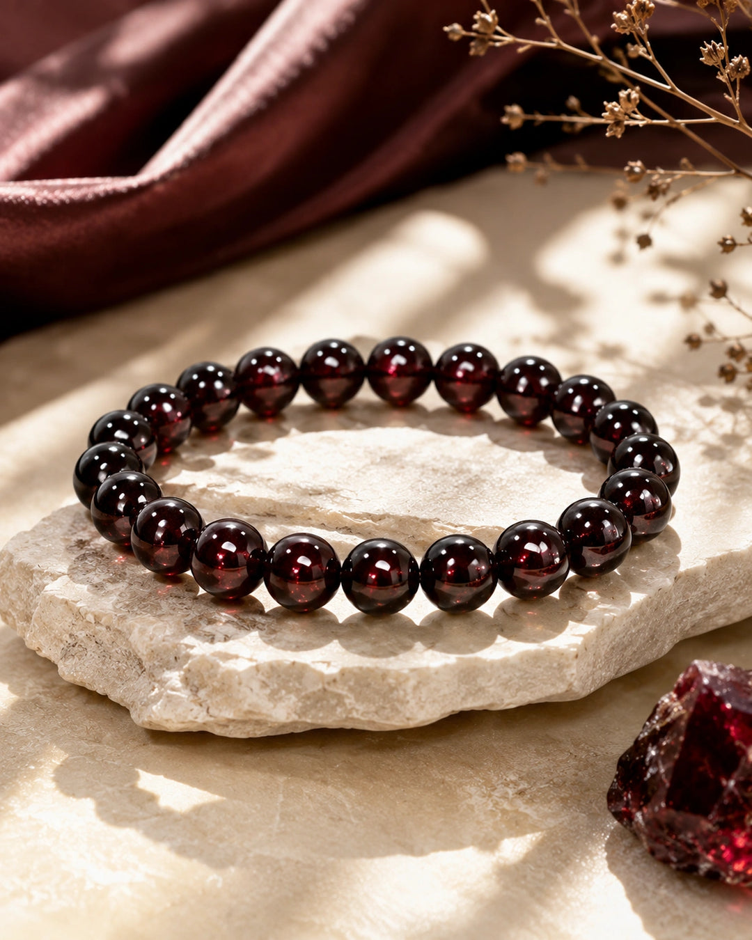 Bamboology trends Natural Red Garnet Certified Gemstone Bracelet – For Prosperity, Emotional Healing, Heart Chakra & Positive Growth