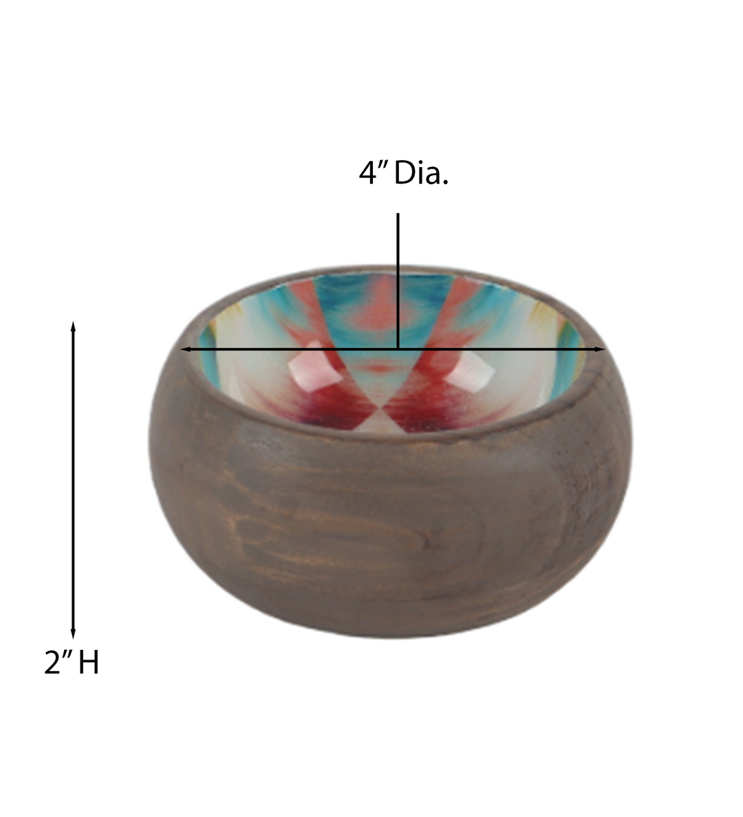 Ireka Homes Handcrafted Snack Glow Serving Bowls - Multipurpose Acacia Wood Bowls With Enamel - Durable Bowls for Serving Food, Snacks, and Desserts (4 inches)