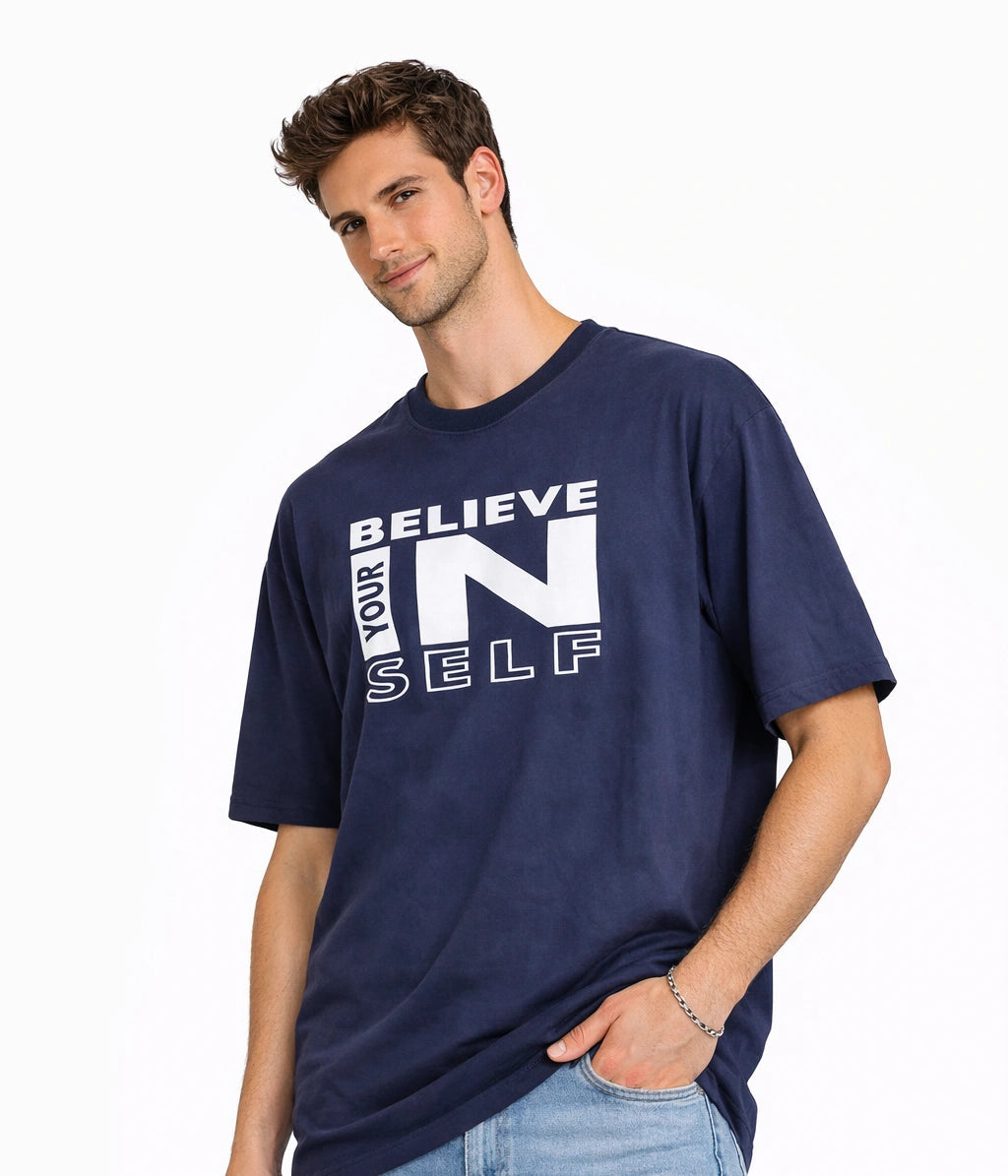 Men Oversized Bamboo T-Shirt Navy – Soft, Breathable & Sustainable