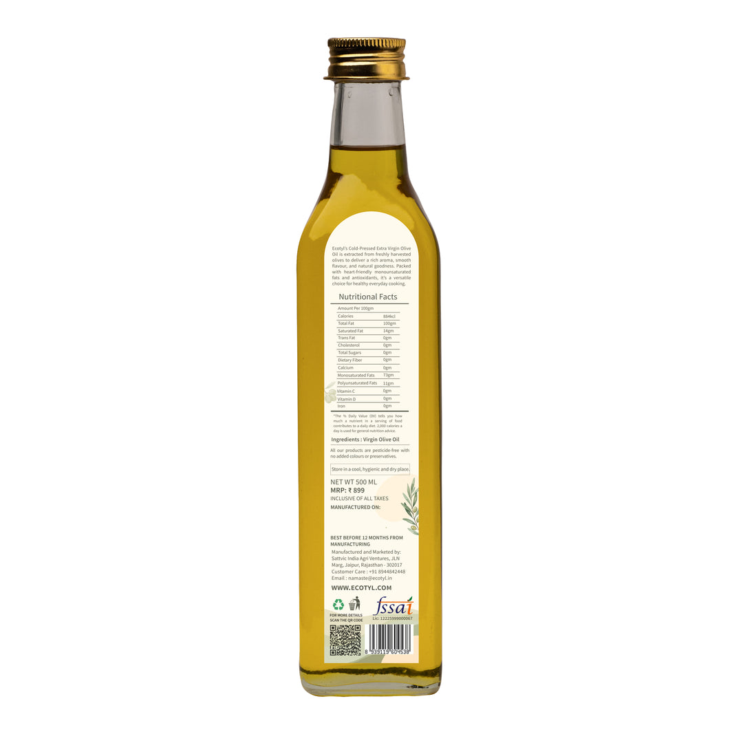 Ecotyl Extra Virgin Olive Oil | Cold Pressed | Suitable for Cooking | 500ml