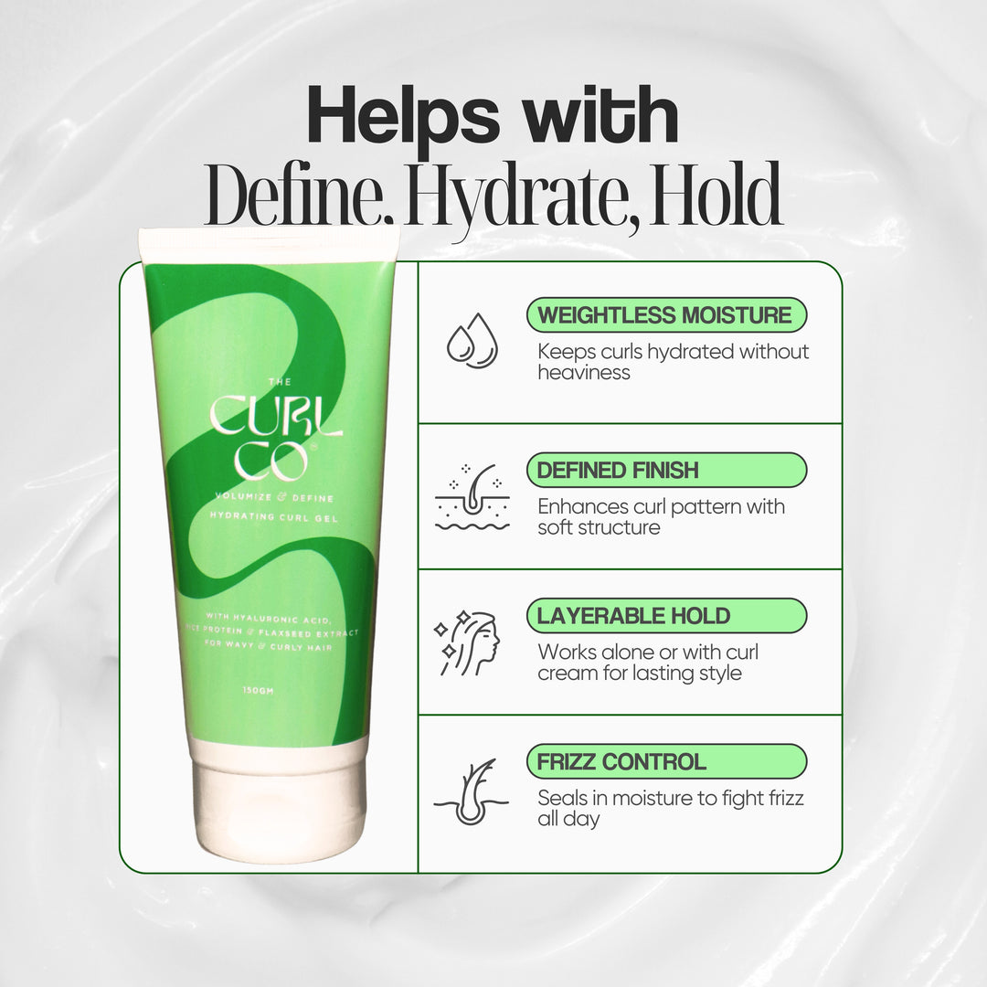The Curl Co Volumize & Define Hydrating Curl Gel for Curly, Wavy, & Coily Hair, 150 G