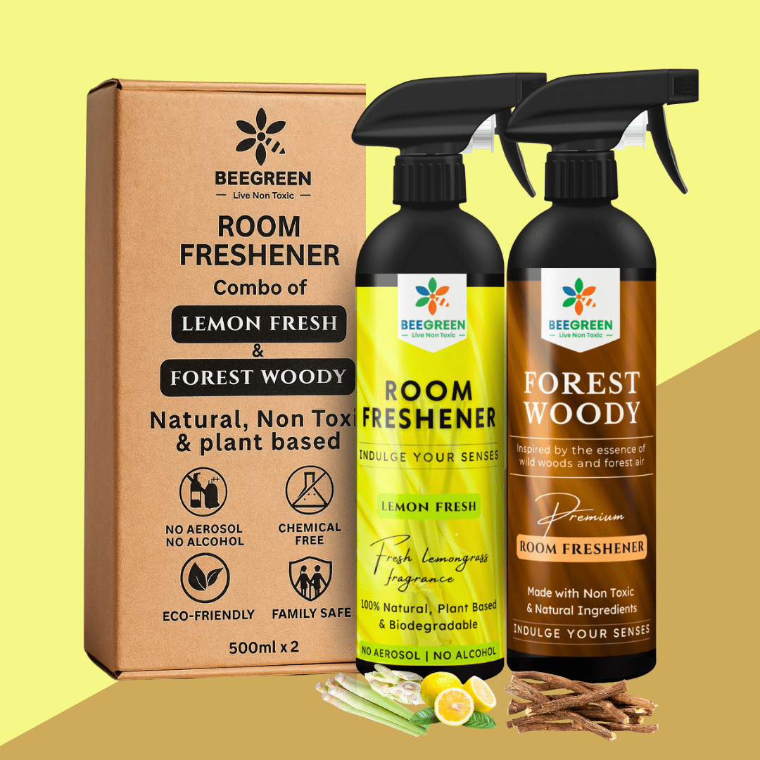 BeeGreen Room Freshener Spray Combo of 2 500ml Each Lemon Fresh Forest Woody - Suspire
