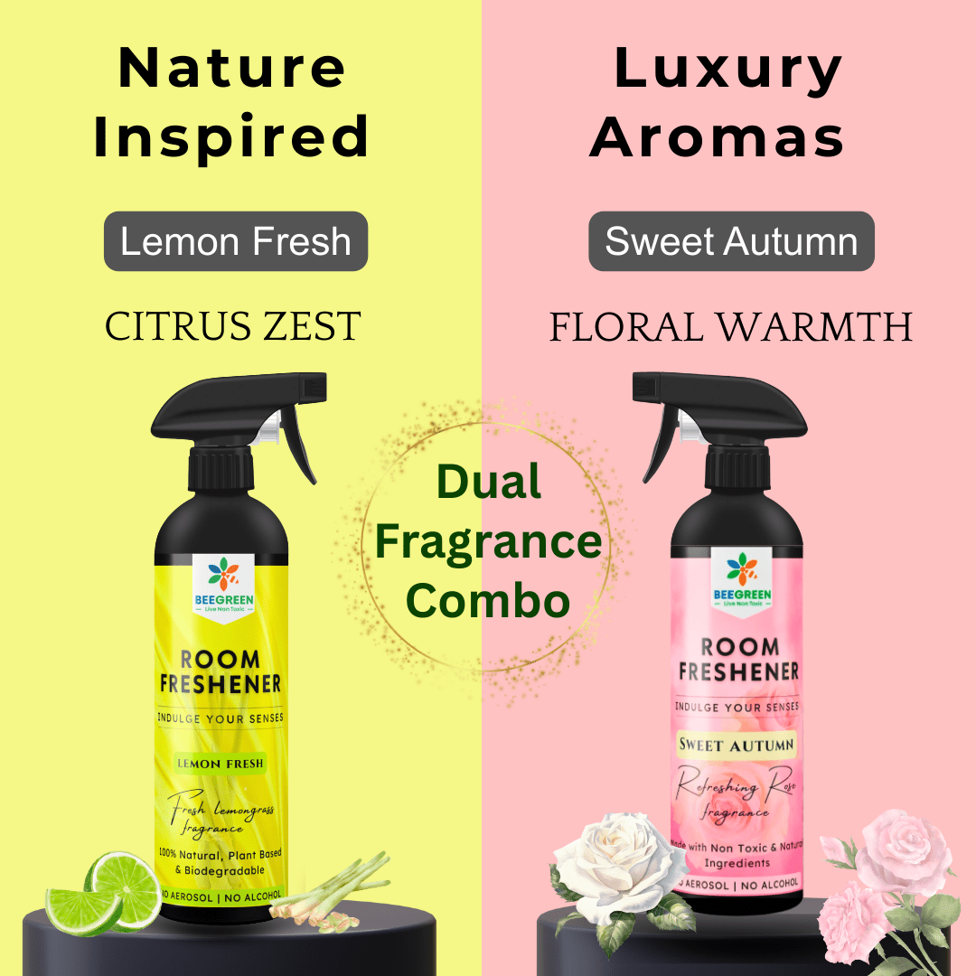BeeGreen Room Freshener Spray Combo of 2 500ml Each Lemon Fresh Forest Woody - Suspire