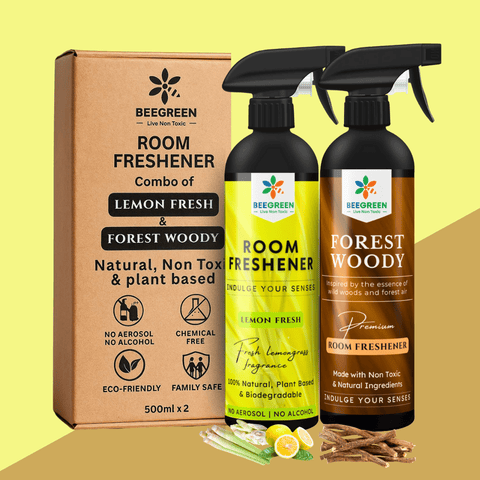 BeeGreen Room Freshener Spray Combo of 2 500ml Each Lemon Fresh Forest Woody