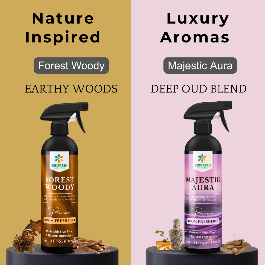 BeeGreen Room Freshener Spray Combo of 2 500ml Each Lemon Fresh Forest Woody - Suspire