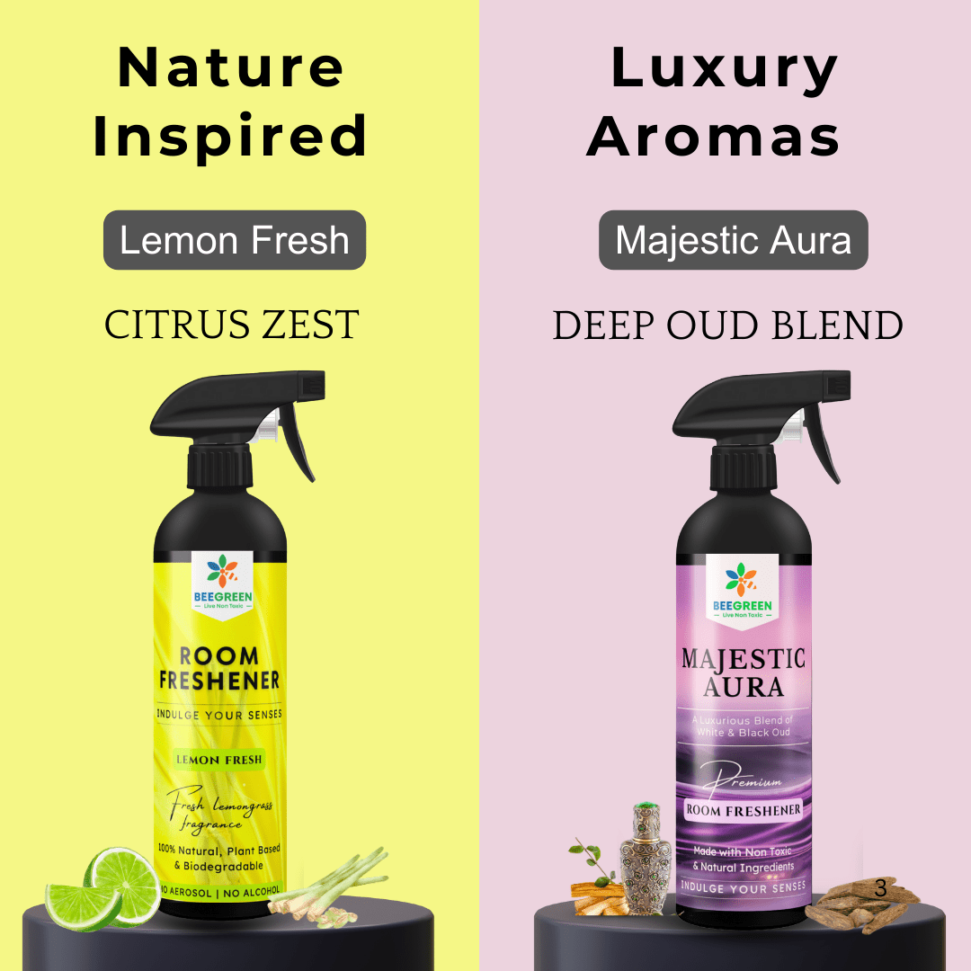 BeeGreen Room Freshener Spray Combo of 2 500ml Each Lemon Fresh Forest Woody - Suspire