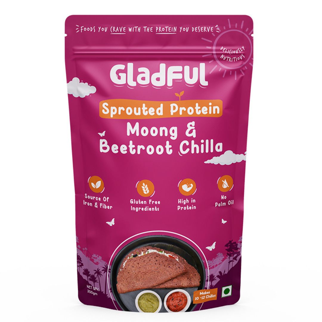 Gladful Sprouted chilla beetroot sprouted moong instant mix pack of 1 - 200 gms