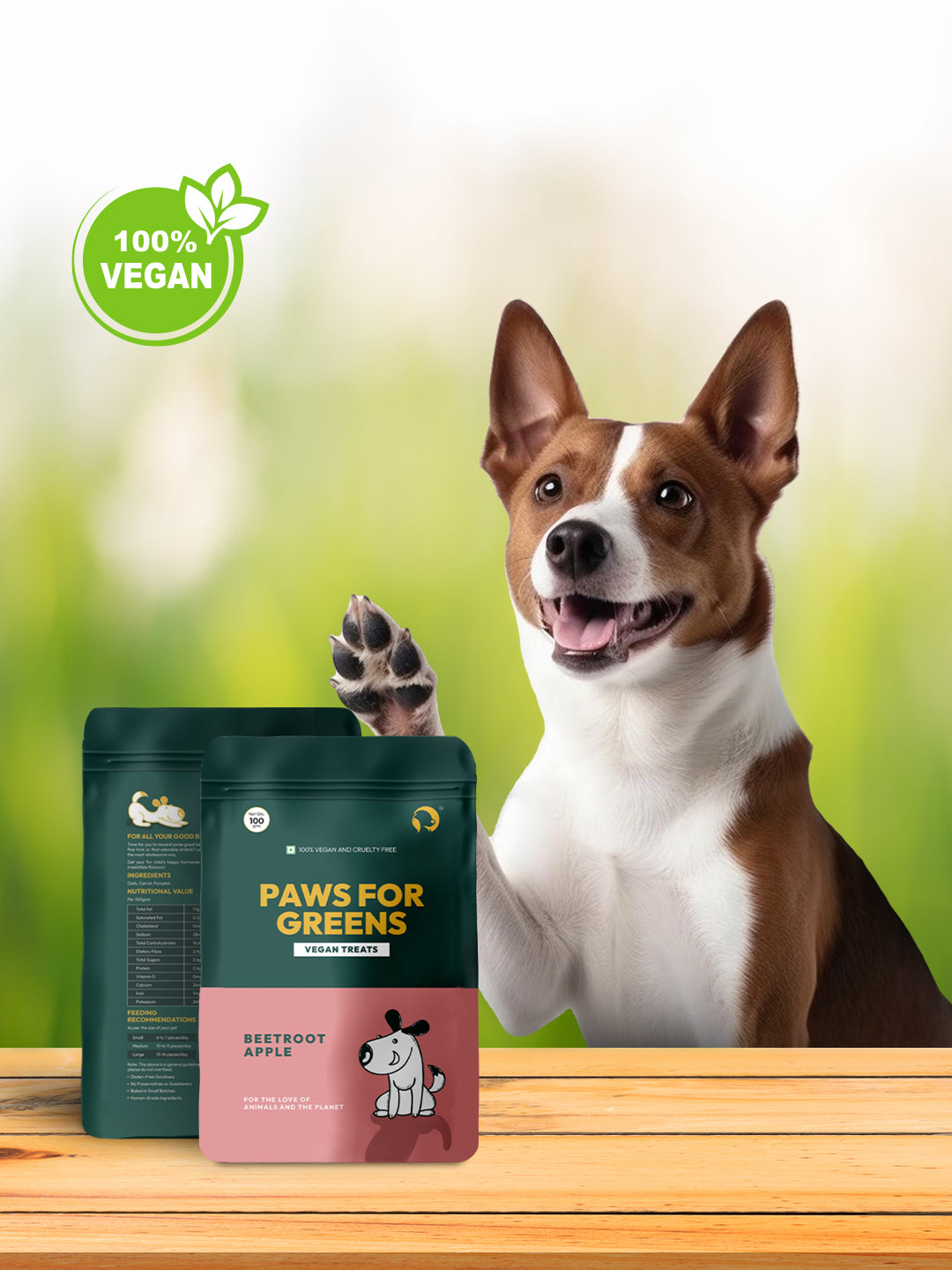 Paws for Greens Vegan Treat- Beetroot and Apple Flavour - 100 gm