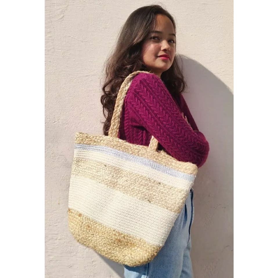 ONEarth Beige Jute Tote Bag
