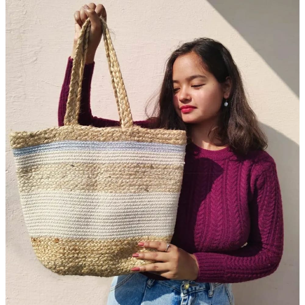 ONEarth Beige Jute Tote Bag