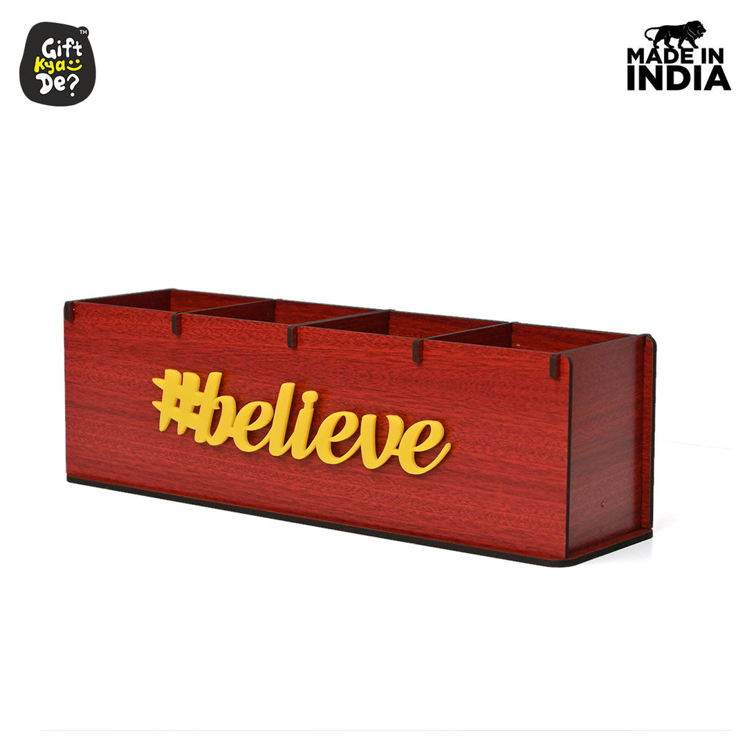 Gift Kya De Motivational Desk Organizer | 4 Compartments | Desk Accessories