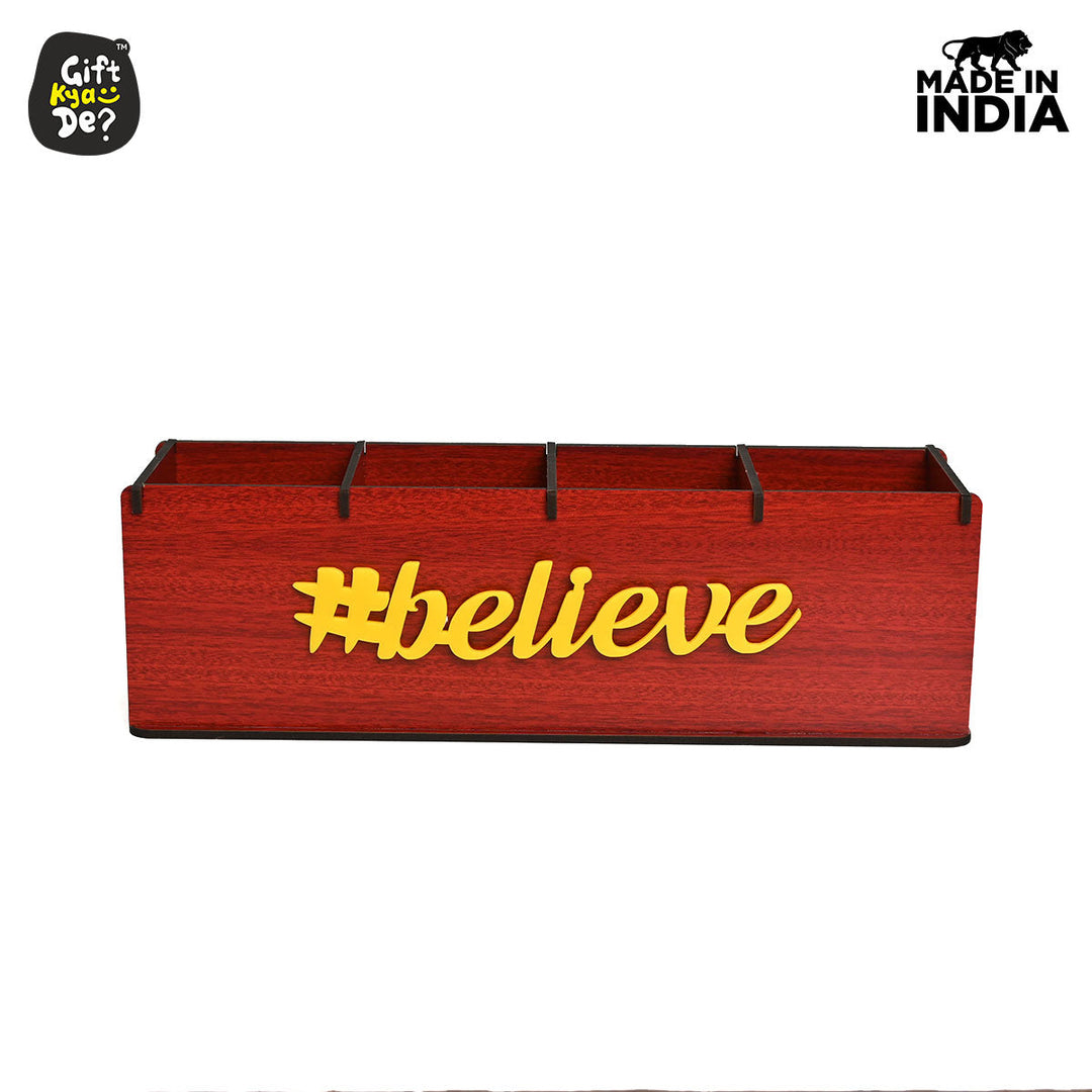 Gift Kya De Motivational Desk Organizer | 4 Compartments | Desk Accessories