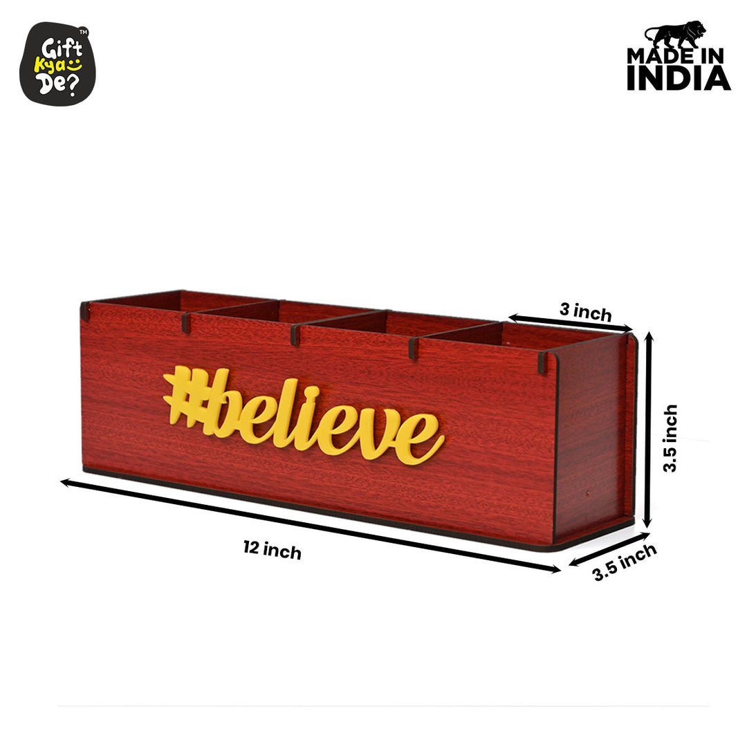 Gift Kya De Motivational Desk Organizer | 4 Compartments | Desk Accessories