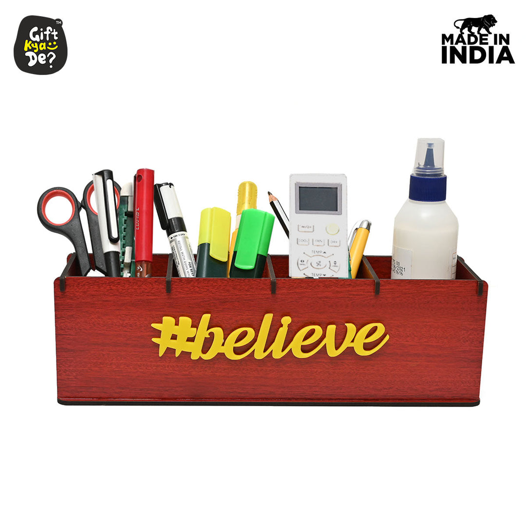 Gift Kya De Motivational Desk Organizer | 4 Compartments | Desk Accessories
