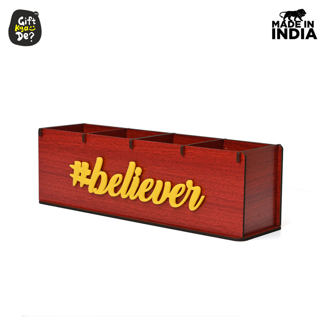Gift Kya De Motivational Desk Organizer | 4 Compartments | Desk Accessories