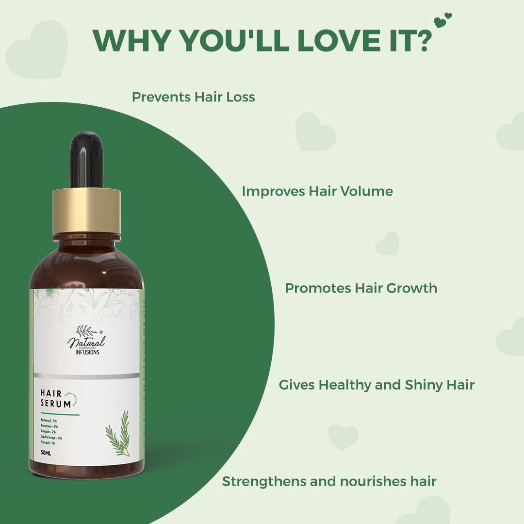 Natural Infusions Hair Growth Serum (50ml) | Redensyl, Anagain, Rosemary, Procapil, & Capila Longa | Controls Hair Fall | Increase Hair Density | For Men and Women