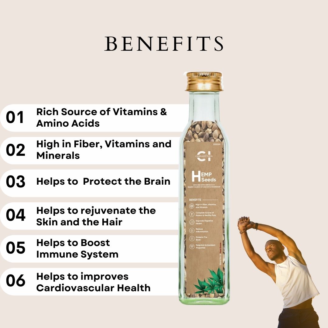 CannazoIndia® Hemp Seeds-Unhulled | 200gm |Organic Superfood|Rich in Omega 3, 6 9, Healthy source of Magnesium and Calcium |Strong Health of Heart Hair Skin|Best Daily Supplement|
