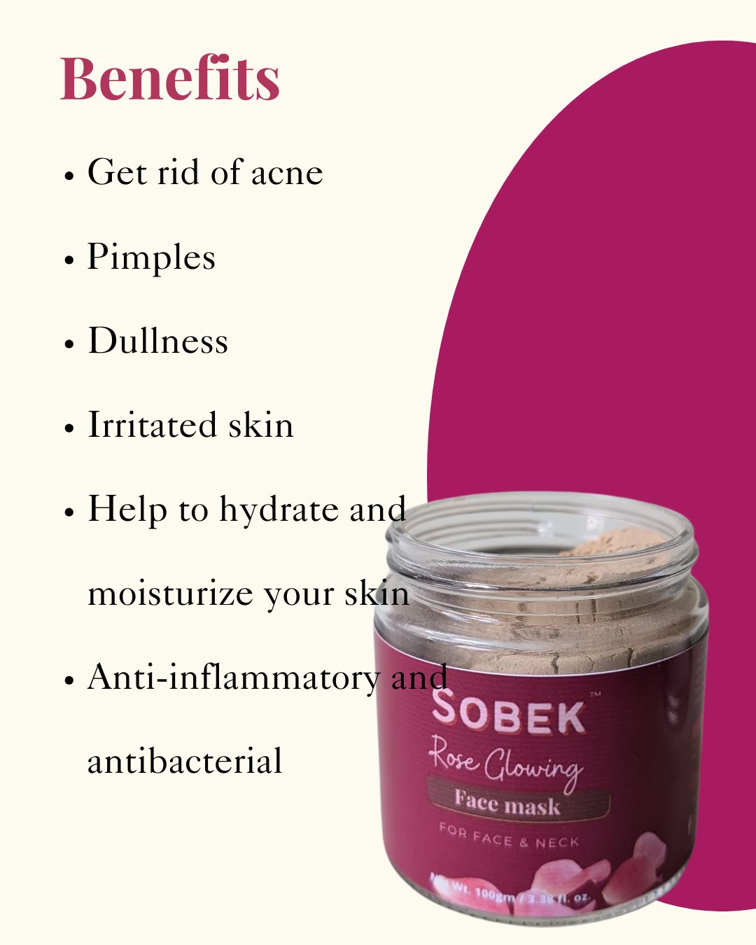 Rose Glowing Powder Face Mask Pack 100 gm