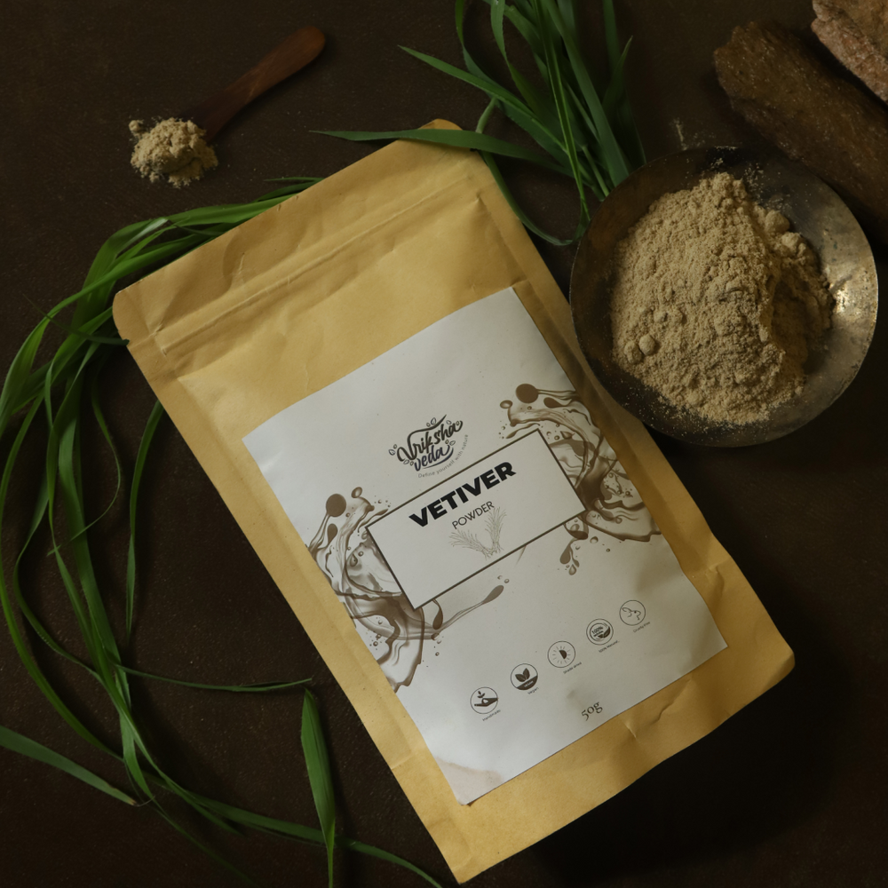 Vriksha Veda Vetiver Powder 50 gm | Skin care | Pack of 2