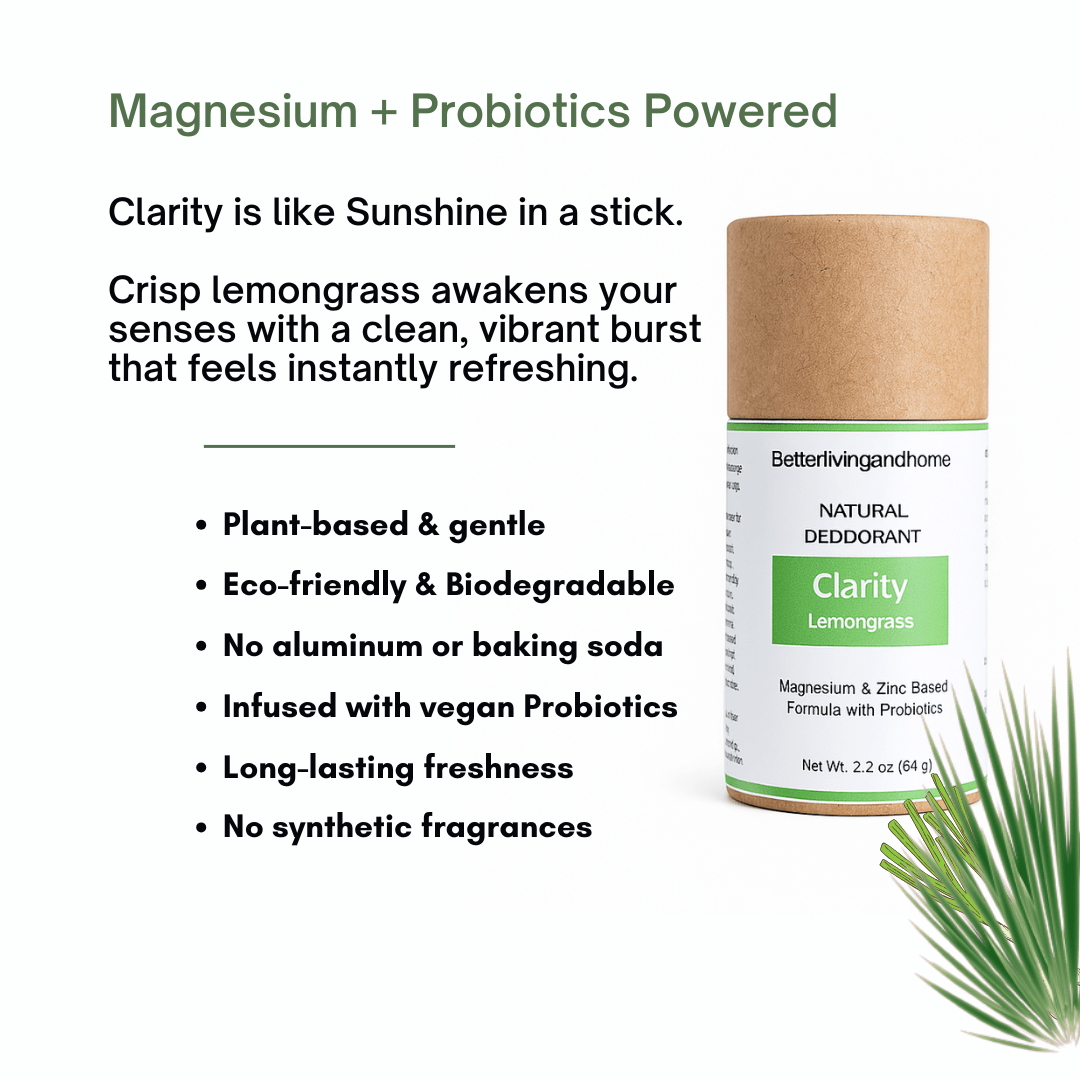 Betterliving And Home Clarity - Lemongrass | Natural Deodorant Stick | Full Size Kraft 64g - Suspire