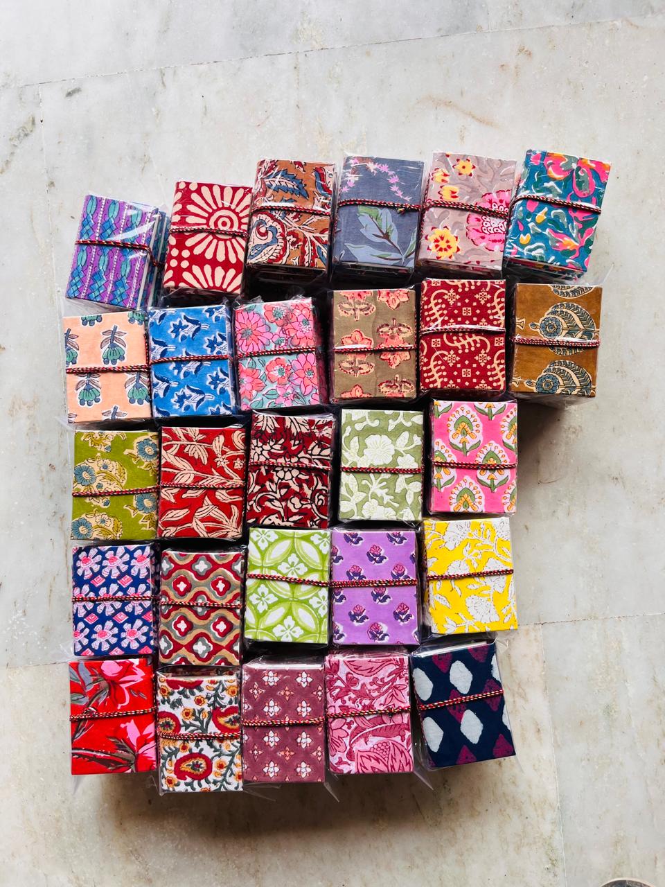 Set of 3 Handmade Fabric Pocket Diaries | Peekaboo | Sustainable