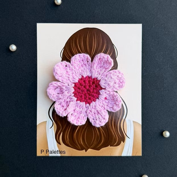 P Palettes Crochet Flower Hair Tie Combo – Cute Handmade Floral Scrunchies for Women & Girls