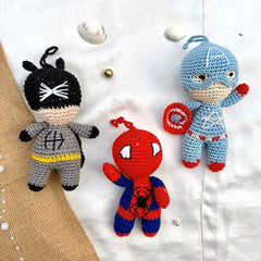 P Palettes Handmade Crochet Superhero Keychain Toys – Cute Amigurumi Mini Dolls for Kids & Marvel Fans