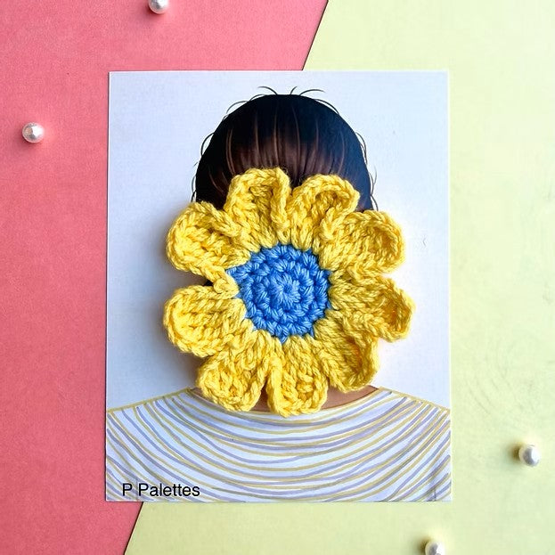 P Palettes Crochet Flower Hair Tie Combo – Cute Handmade Floral Scrunchies for Women & Girls