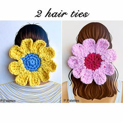 P Palettes Crochet Flower Hair Tie Combo – Cute Handmade Floral Scrunchies for Women & Girls