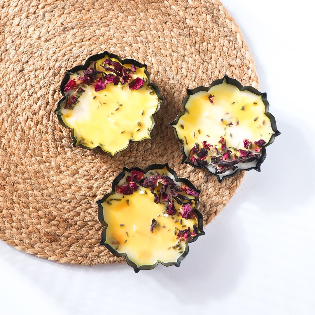 Ecokari Soothing Sandalwood Urli Scented Soy Candle | 3 Wicks