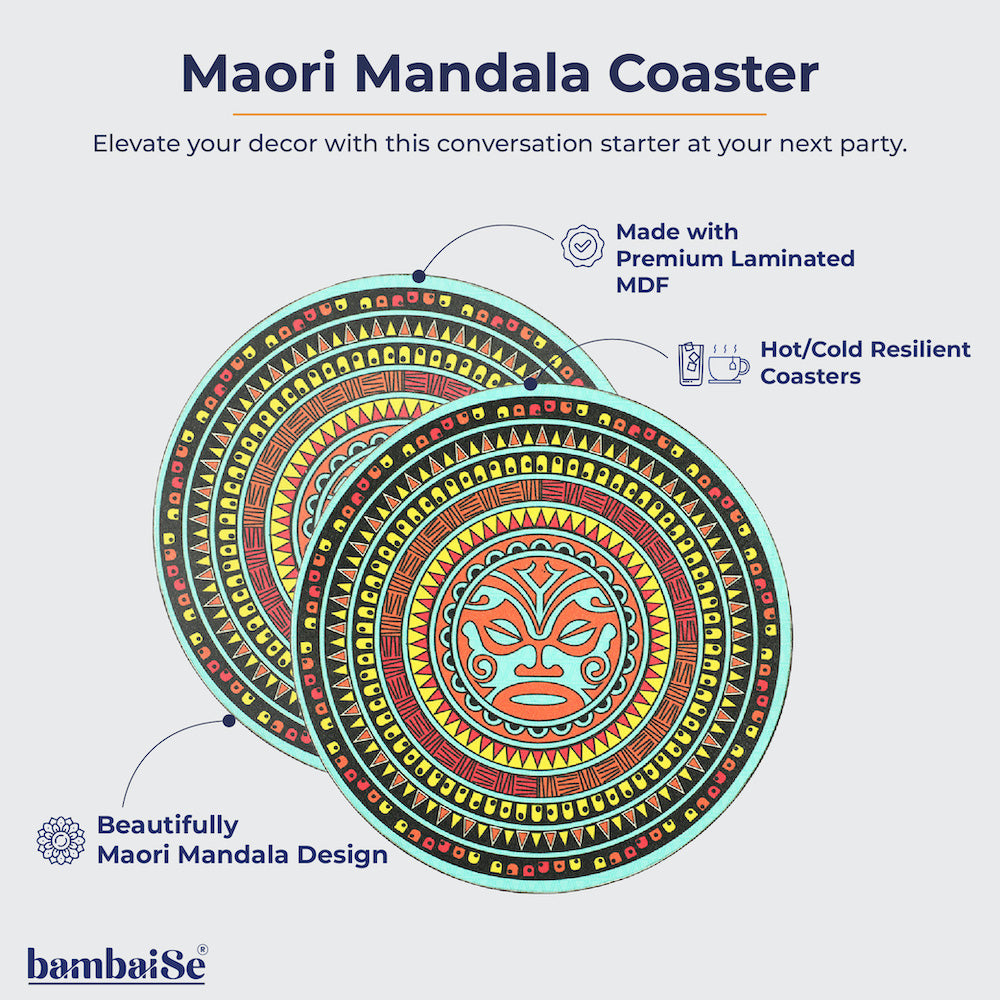 BambaiSe HARI KOA - Maori Mandala Big Coaster (set of 4)