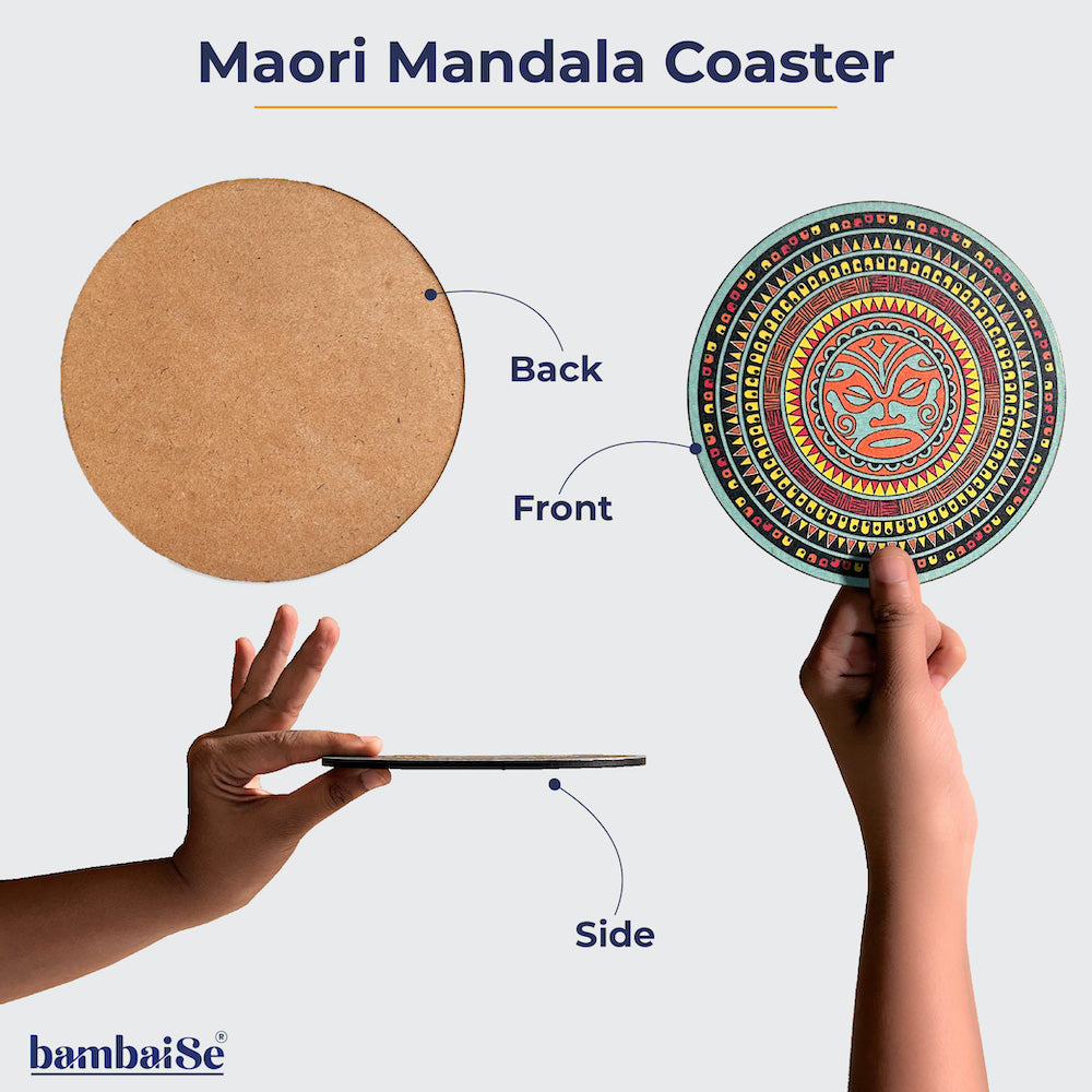 BambaiSe HARI KOA - Maori Mandala Big Coaster (set of 4)