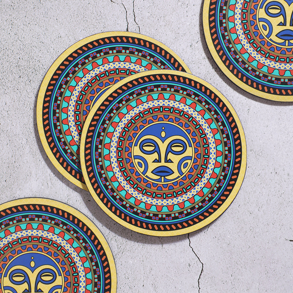BambaiSe HARI KOA - Maori Mandala Big Coaster (set of 4)