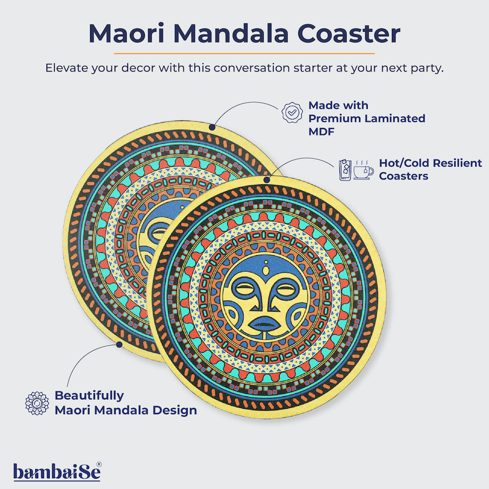 BambaiSe HARI KOA - Maori Mandala Big Coaster (set of 4)